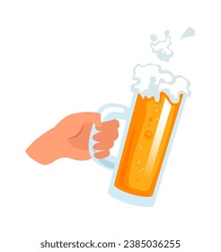 Ilustración del vector de vidrio de la cerveza de mano