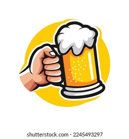 Inspiración en la plantilla de diseño del logotipo de la cerveza de mano, Ilustración vectorial.