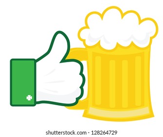 Hand holding a beer mug vector