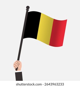 Hand Holding Belgium Waving Flag