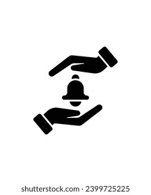 hand holding bell icon, vector best flat icon.