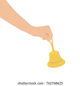 Hand holding a bell, vector illustration design. Hands collection.