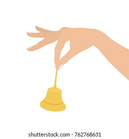 Hand holding a bell, vector illustration design. Hands collection.