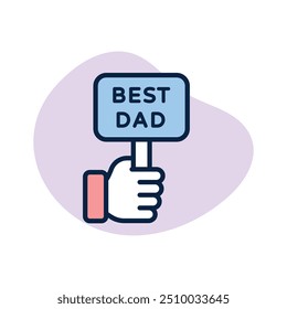 Hand holding best dad poster, fathers day icon design