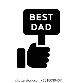 Hand holding best dad poster, fathers day icon design