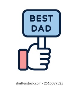 Hand holding best dad poster, fathers day icon design