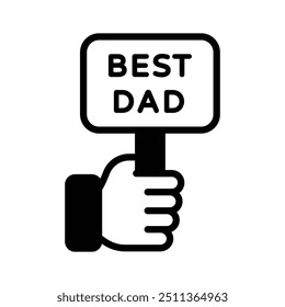 Hand holding best dad poster, fathers day icon design