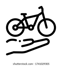 hand holding bike icon vector. hand holding bike sign. isolated contour symbol illustration