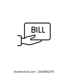 Icono de factura de tenencia de mano que representa el concepto de obligación financiera