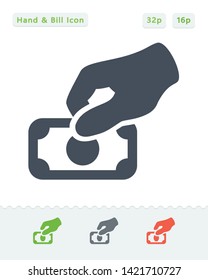 Hand Holding Bill - Sticker Icons. A professional, pixel aligned icon.