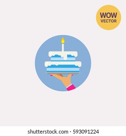 Hand Holding Birthday Cake Icon