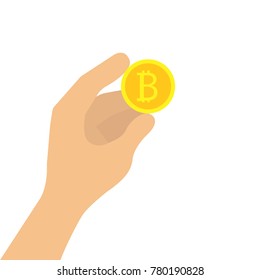 Hand holding bitcoin