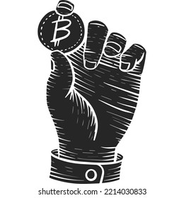 Hand holding bitcoin coin vector illustration