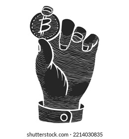 Hand, die Bitcoin hält Vektorgrafik