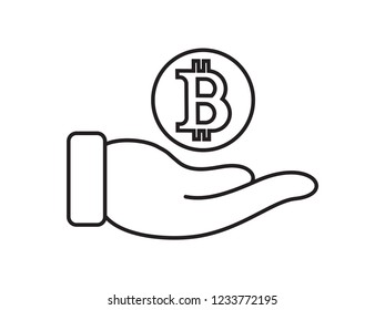 Hand holding bitcoin vector illustration eps10