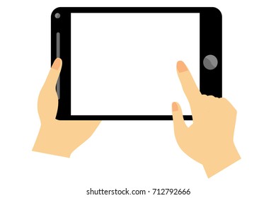 Hand - Holding Black Gadget, Isolated on White
