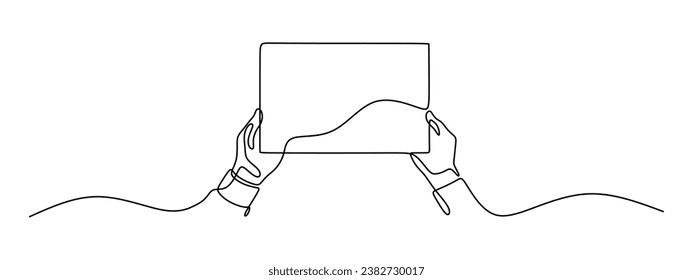 Hand Holding a Black Paper Oneline Continuous Single Line Art Editable Line