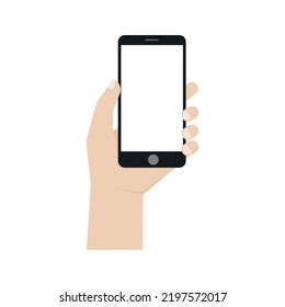 Hand holding black smartphone, Vector.