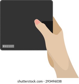 hand holding black wallet.