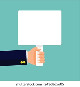 hand holding a blank banner that can be used to define text,advertisement and protest, vector illustration