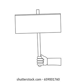 hand holding blank billboard advertisement