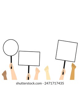 hand holding blank board, demonstration template