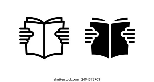 hand holding blank book icon set with copy space for your text colo editable