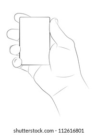 Hand holding a blank business card, Vector image.