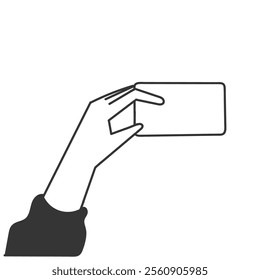 hand holding blank card mock up in doodle