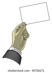 Hand holding blank paper