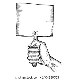 hand holding blank paper, doodle