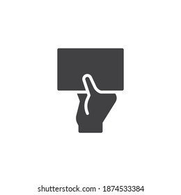 Hand holding blank paper vector icon. filled flat sign for mobile concept and web design. Hand with paper sheet  glyph icon. Symbol, logo illustration. Vector graphics