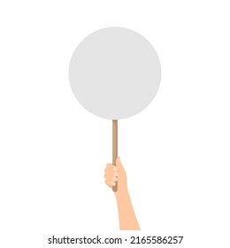 Hand holding blank placard. Demonstration and protest concept. Vector illustration