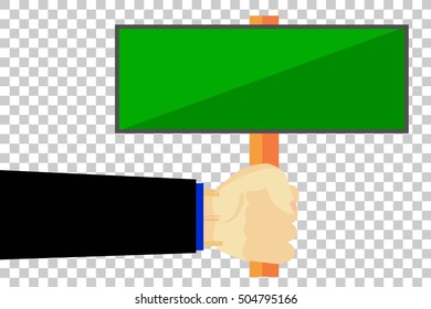 Hand - Holding Blank Plank isolated on white
