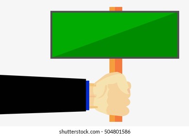 Hand - Holding Blank Plank isolated on white
