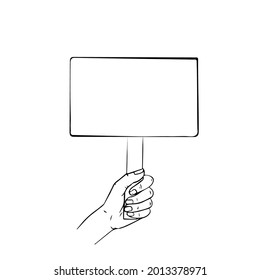 hand holding blank plate, vector