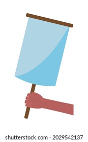 hand holding a blank poster