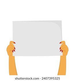 Hand Holding Blank Protest Banner Vector Design.