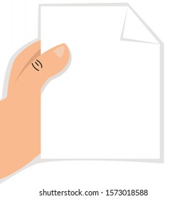 Hand holding a blank sheet of paper