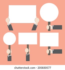 Hand Holding Up Blank Sign - Vector 