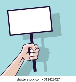 Hand holding a blank sign Vector