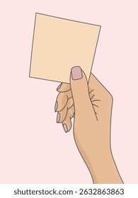 Hand holding blank sticky note vector illustration 