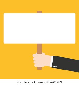 Hand holding blank whiteboard