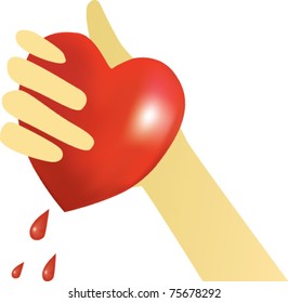 Hand holding bleeding heart for your use