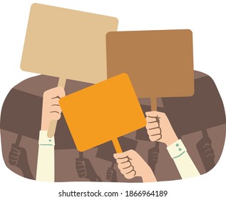 Hand Holding Board T Protest Against Social Issue Vector Graphic Cartoon Illustration For Social Background