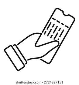 Hand is holding a boarding pass, ready for travel or event access