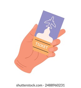 Hand holding boarding pass ticket vector Illustration isolated on a white background