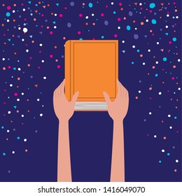 Hand holding book design vector illustration