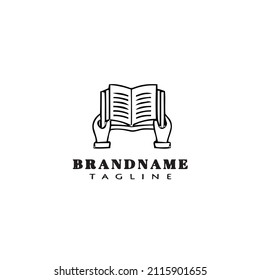 hand holding book logo icon cartoon design cute modern vector illustration