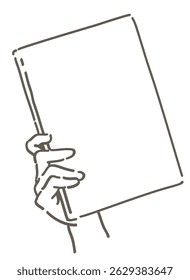 Una mano sosteniendo un libro. Línea simple. Ilustración de boceto de Vector.